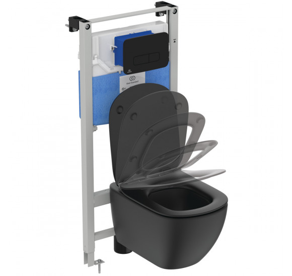 3in1 Ideal Standard Tesi klozeto komplektas su "soft close" dangčiu ir WC rėmu (juodos sp.) : Spalva - Juoda matinė
