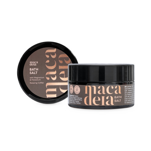 Macadeia Relaxing Coffee Bath Salt with Magnesium & Potassium Atpalaiduojanti kavos aromato vosios druska su Magniu ir kaliu, 200g