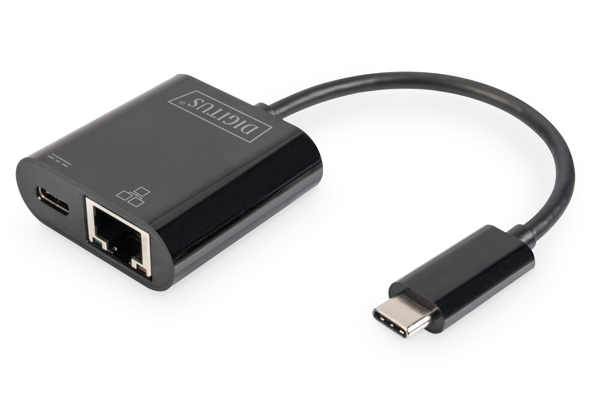 Tinklo adapteris Digitus USB-Type-C Gigabit Ethernet Adapter + PD with power delivery function DN-3027	 Black