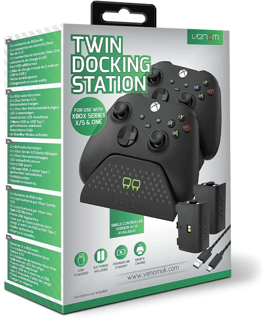 Venom Pakrovimo stotelė su akumuliatoriais Xbox One / Xbox Series pulteliams 2 vnt.