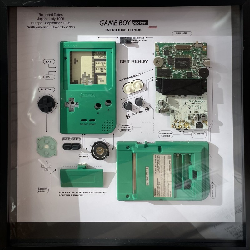 Nintendo Game Boy Pocket Console Display Photo Frame. Konsolės schema rėmelyje