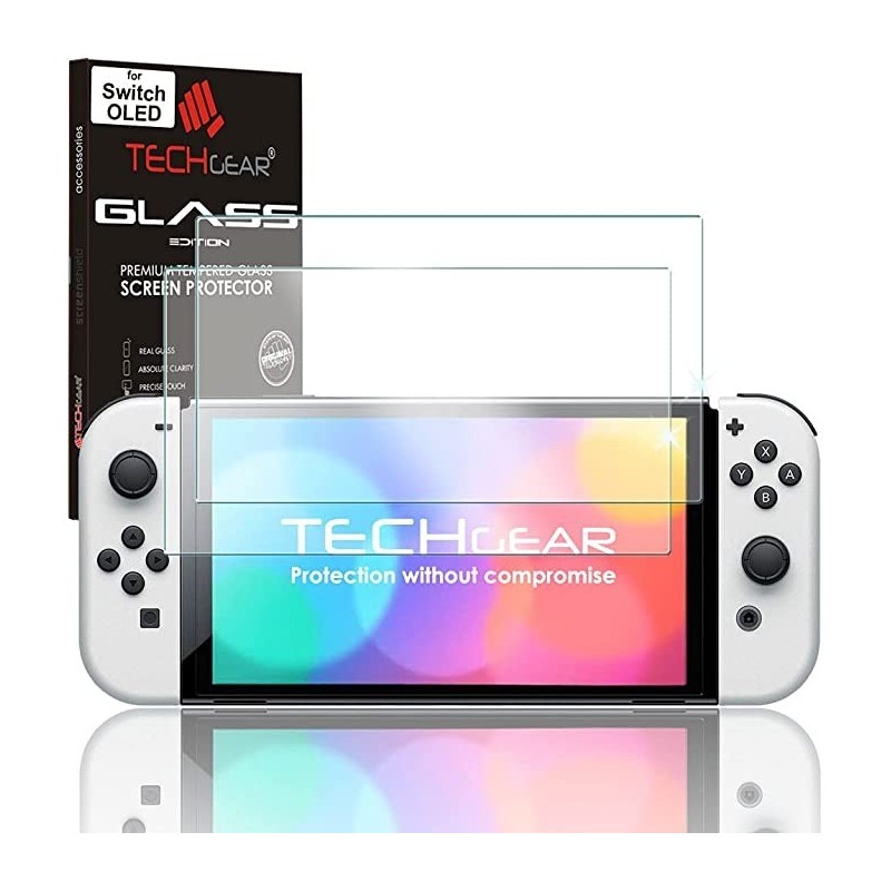 TECHGEAR 2VNT Pack Switch OLED 7" Anti-Glare GLASS Edition, TECHGEAR stikliukas/apsauga