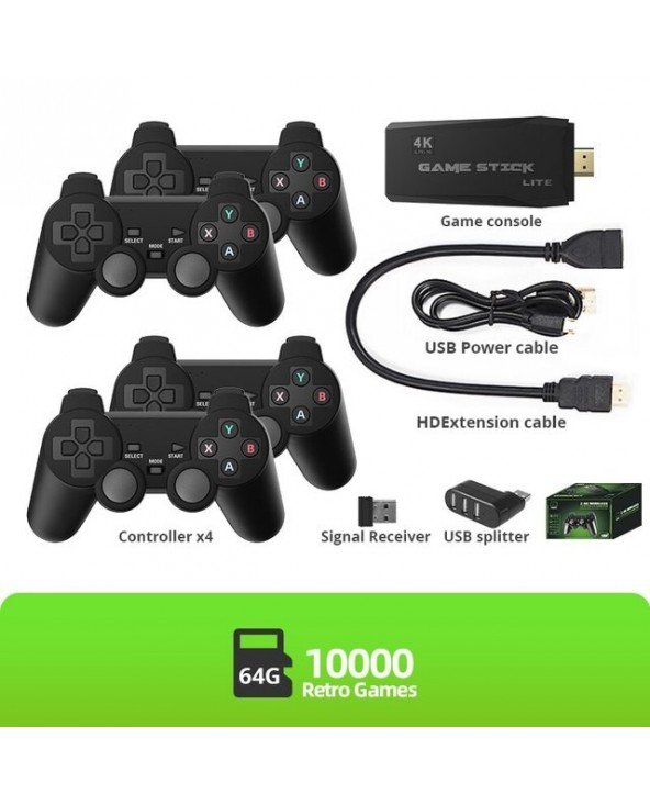 DATA FROG Retro vaizdo žaidimų konsolė 2.4G belaidė konsolė Game Stick 4k 10000 žaidimų Nešiojamoji žaidimų konsolė