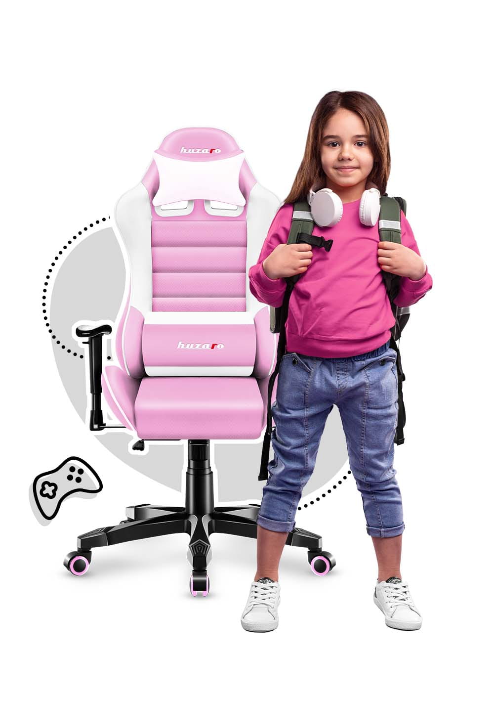 Vaikiška žaidimų kėdė „HUZARO RANGER 6.0 Pink“, ružavos spalvos