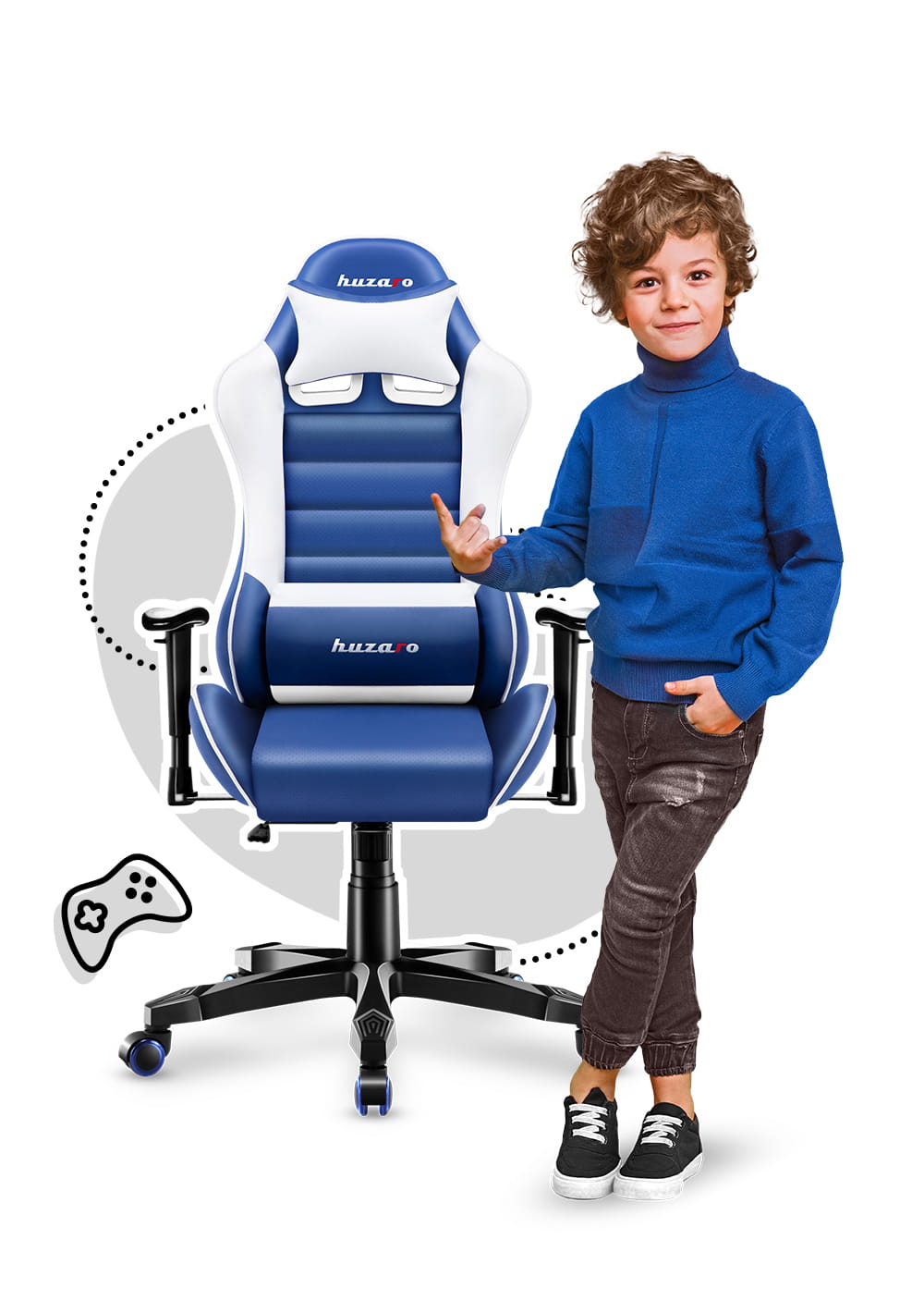 Vaikiška žaidimų kėdė, „HUZARO RANGER 6.0 Blue“, mėlyna