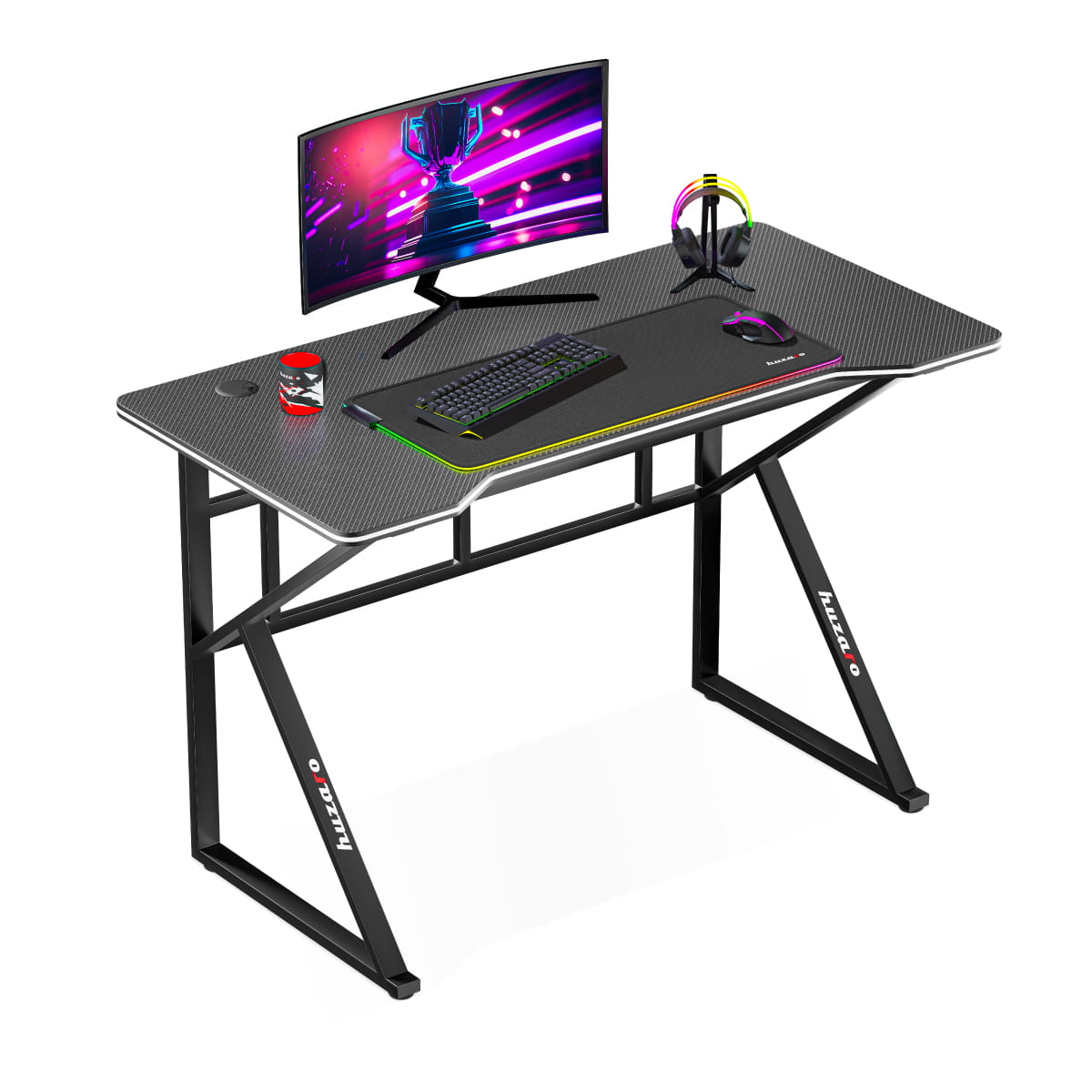 Žaidimų stalas „Huzaro Hero 1.6 Black“, juodas