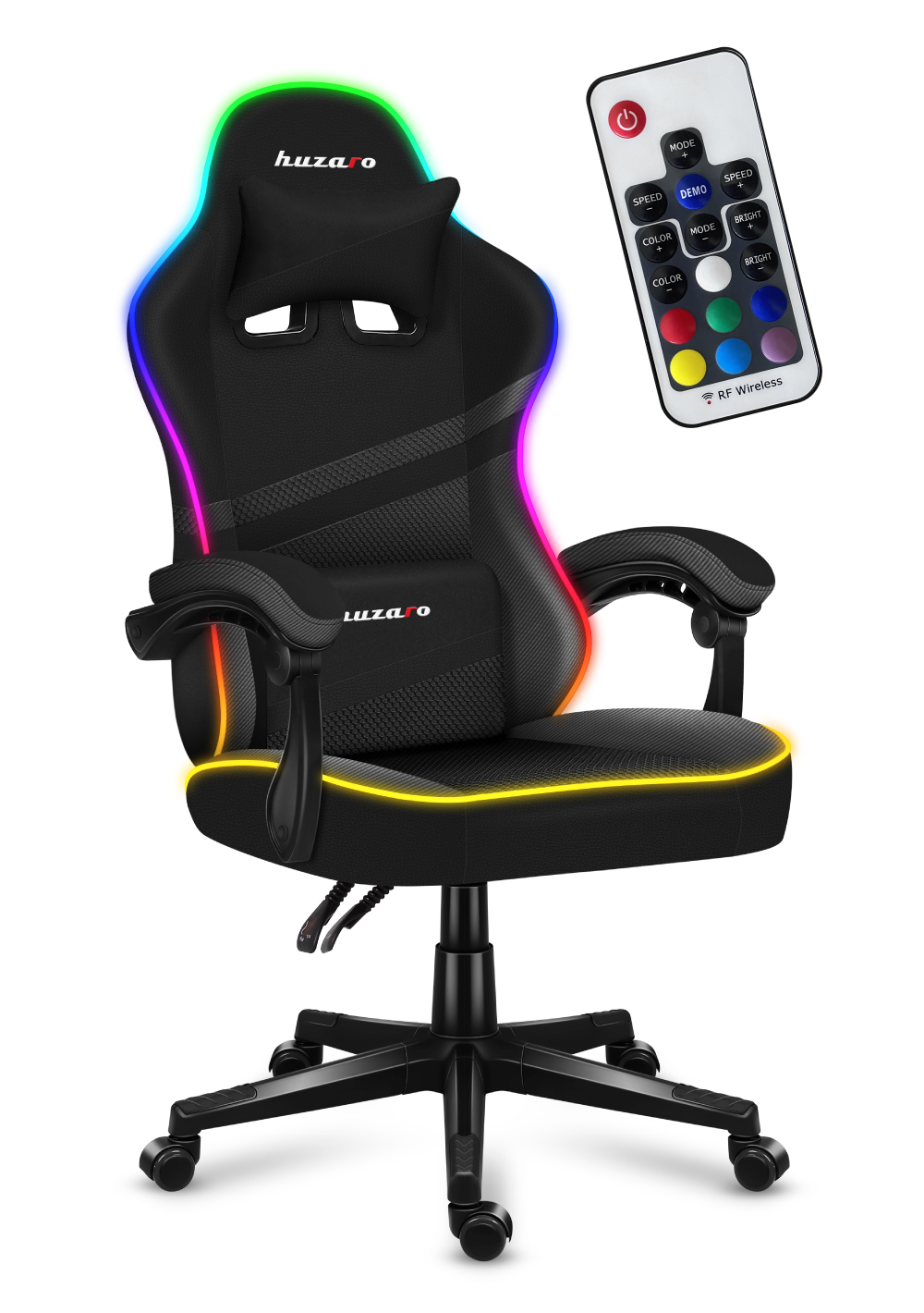 Žaidimų kėdė „HUZARO FORCE 4.4 RGB Black Mesh“, juoda
