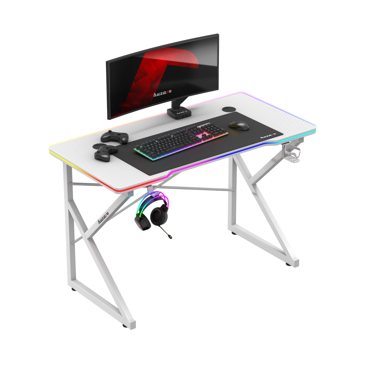 Žaidimų stalas „Huzaro Hero 1.7 RGB White“, baltas