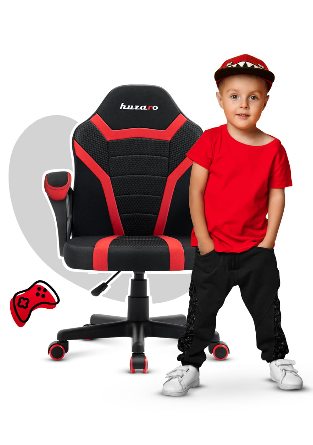 Vaikiška žaidimų kėdė „HUZARO RANGER 1.0 Red Mesh“