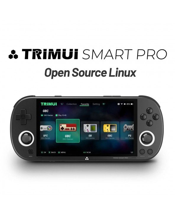 „Trimui Smart Pro“ nešiojama žaidimų konsolė, 4,96 colio IPS ekranas, „Linux“ sistemos valdymo svirtis, RGB apšvietimas