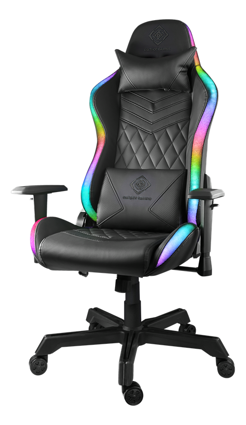 Žaidimų kėdė DELTACO GAMING GAM-080, dirbtinė oda, RGB, ergonomiška, juoda