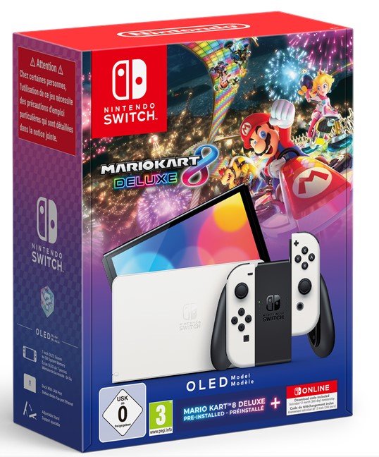 Žaidimų konsolė NINTENDO Switch OLED + Mario Kart 8 Deluxe + 12 Month NSO