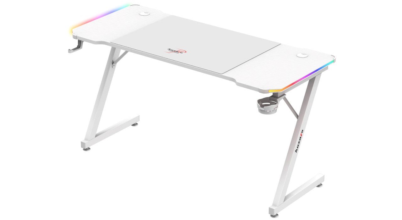 Huzaro Hero 3.3 White  RGB - žaidimų stalas