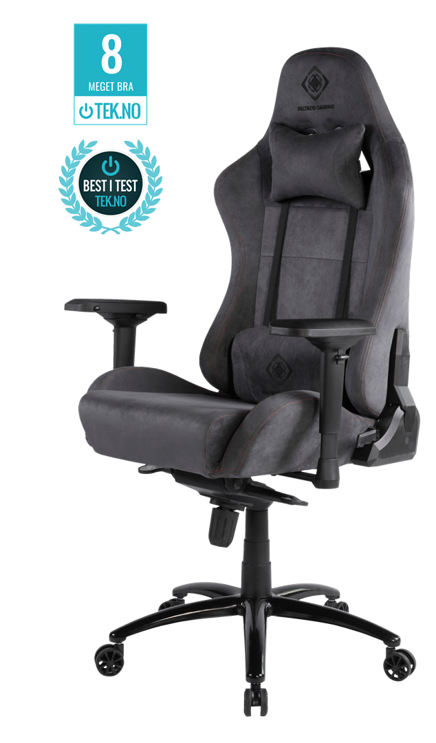 Žaidimų kėdė DELTACO GAMING iš minkšto Alcantara audinio, 4D porankiai, ergonomiška, 5 taškų, DC440D