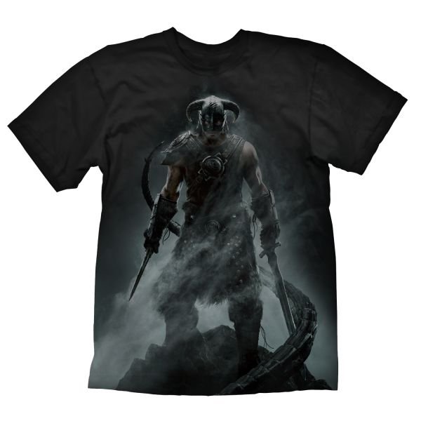 Marškinėliai Skyrim Dragonborn XL, juodi