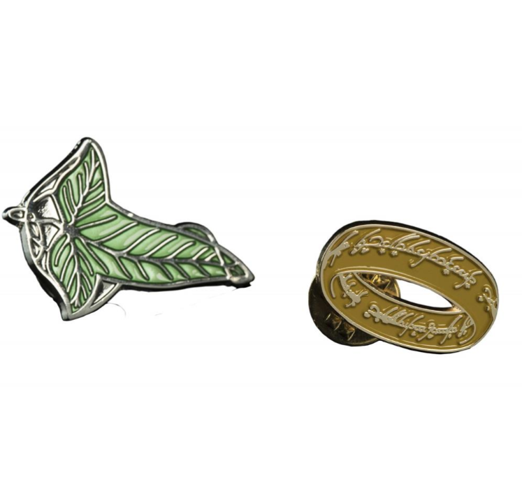 Sagė  The Lord of the Rings - Elven Leaf & One Ring Pin Set of 2