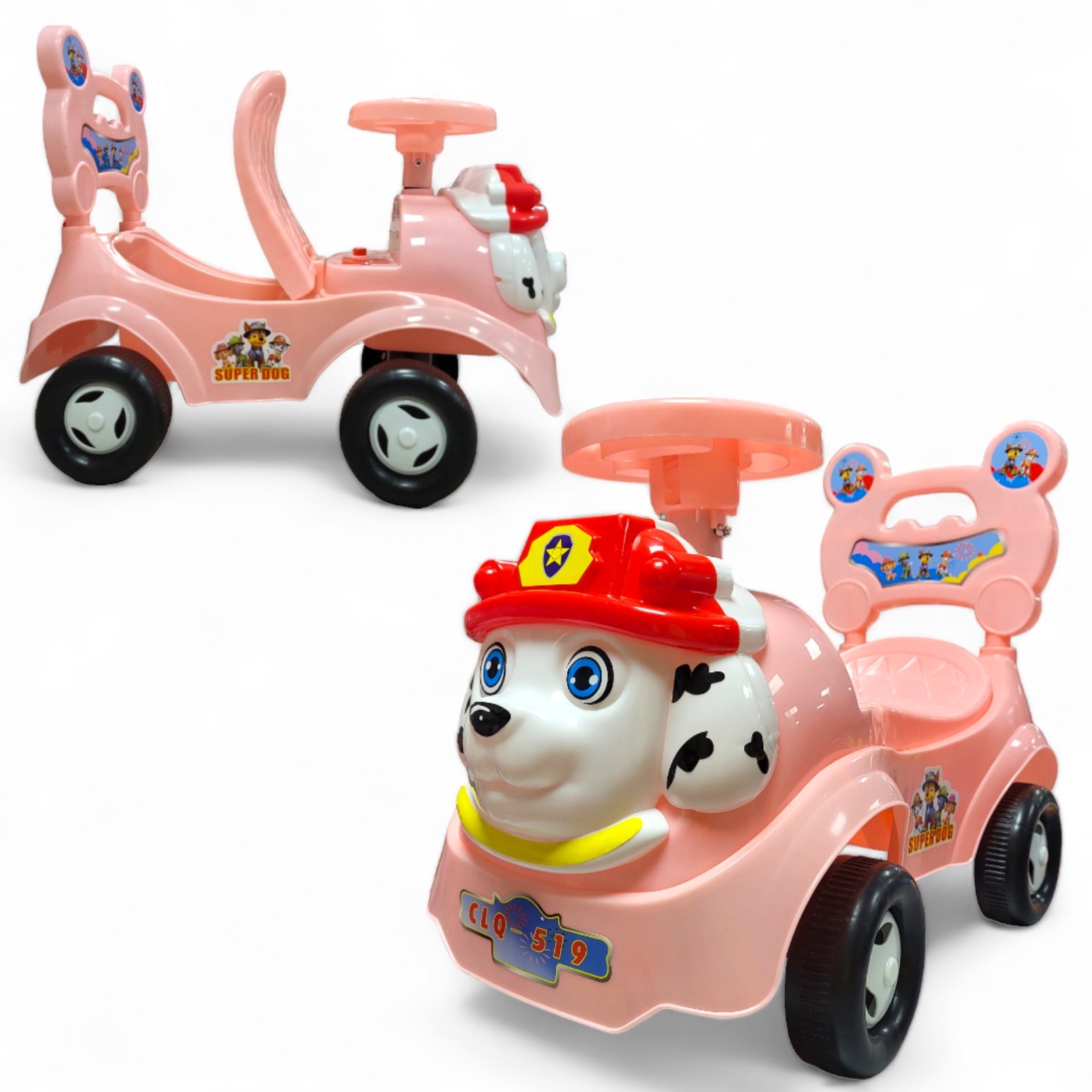 Paspiriama mašina vaikui su garsais, Paw patrol dekoracijos, rožinė