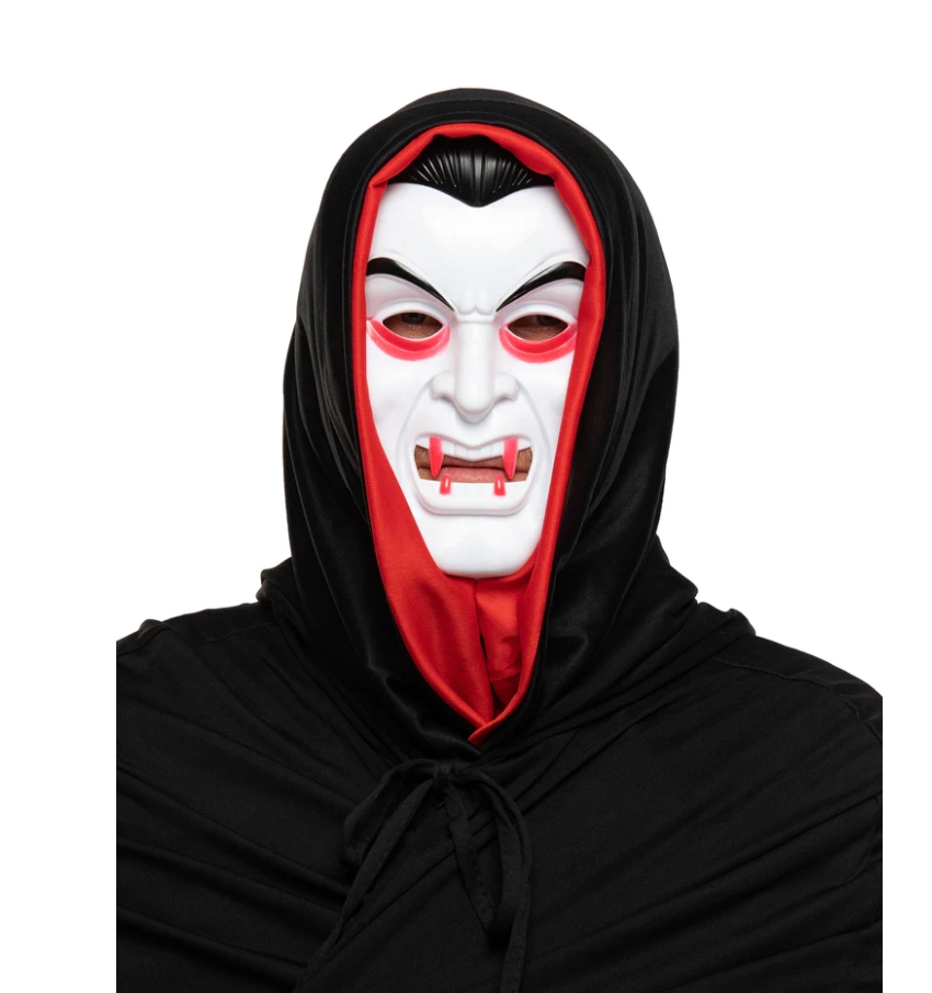 Helovino kaukė vampyras su skraiste
