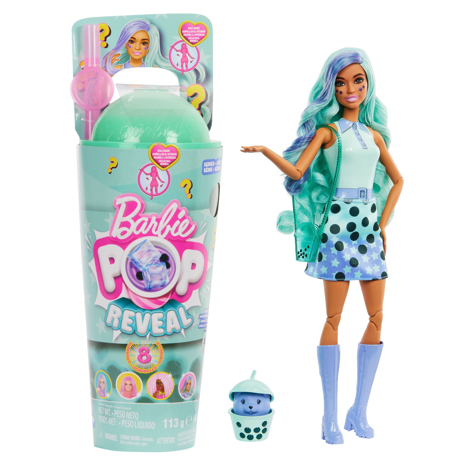 Barbie POP Reveal green tea siurprizų rinkinys, burbulinės arbatos serija