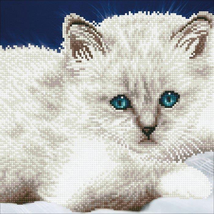 Deimantinė mozaika WHITE CAT 32x40 cm