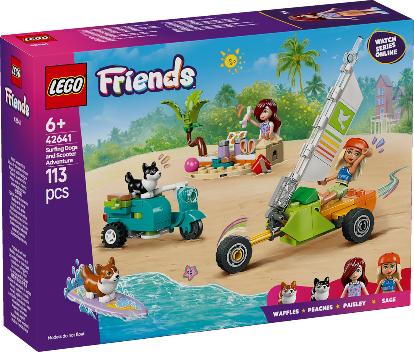 LEGO® Friends Nuotykis su šunimis, burlente ir motoroleriu 42641