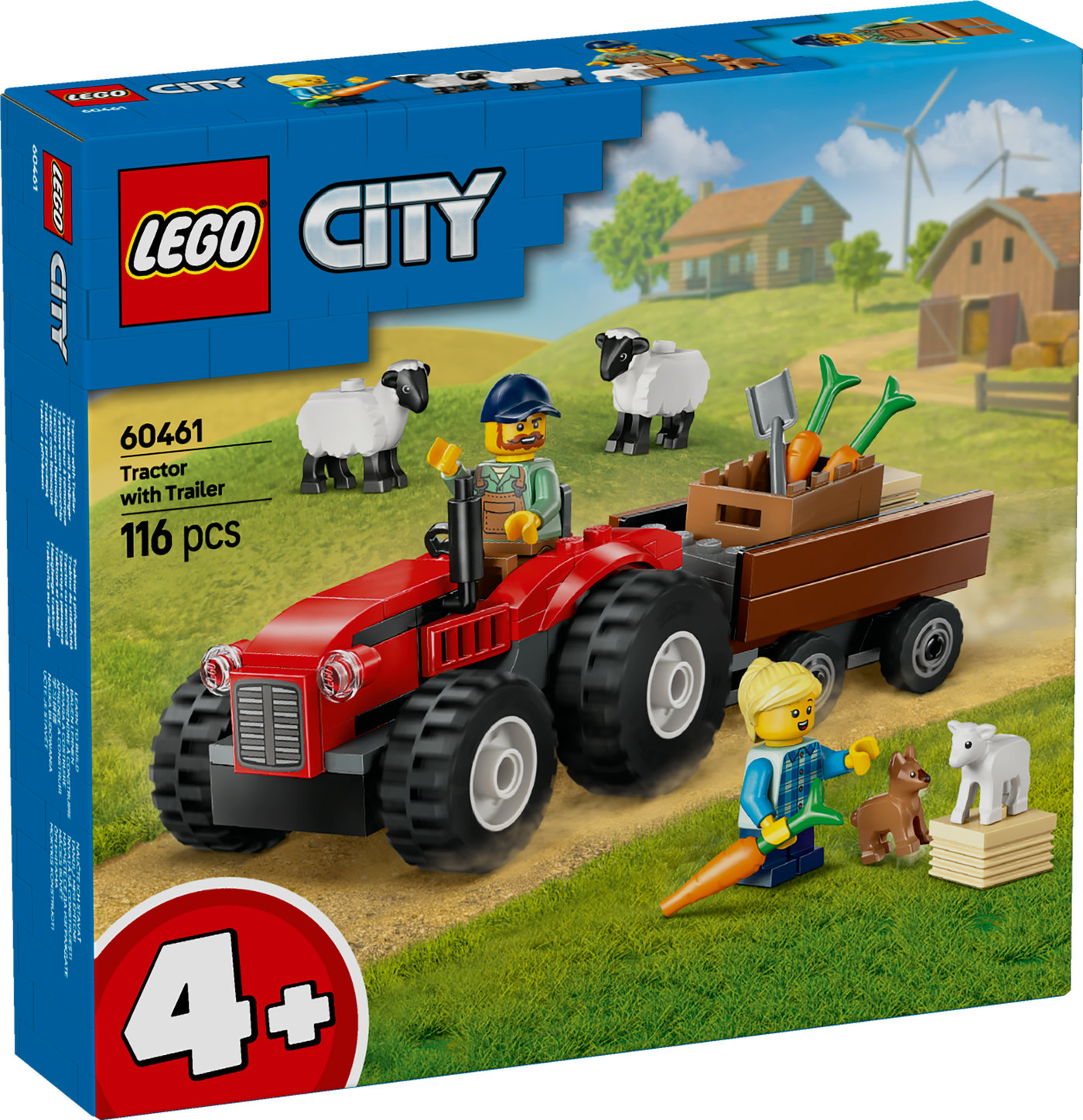 LEGO® City Raudonas ūkio traktorius su priekaba ir avimi 60461