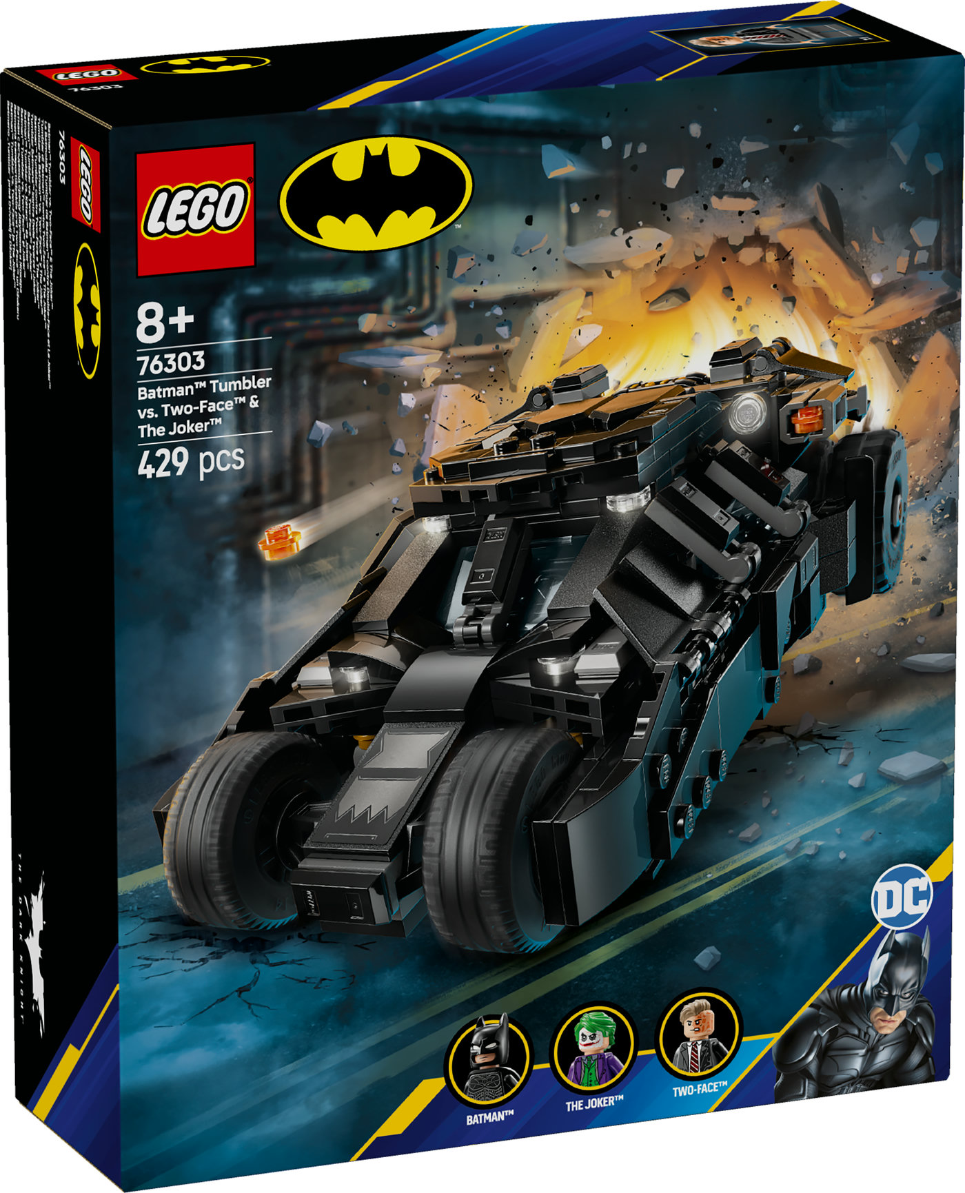 LEGO® DC Betmenas: Betmeno „Tumbler“ prieš Dviveidį ir Džokerį 76303