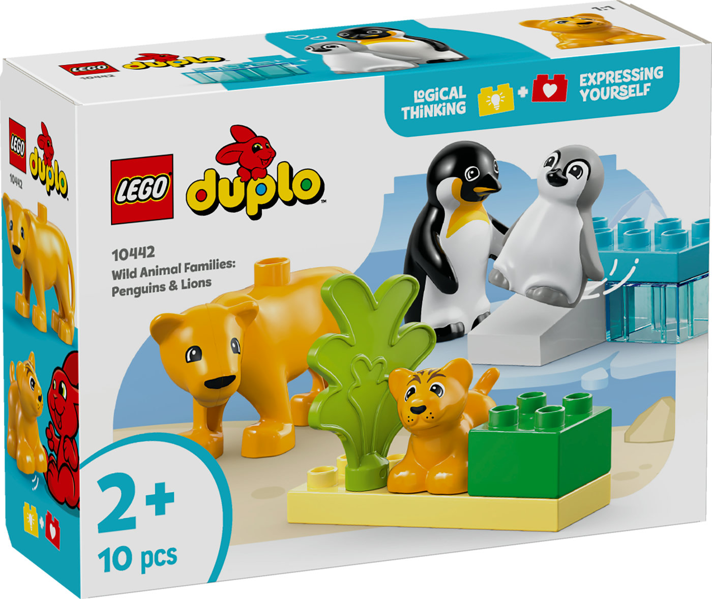 LEGO® DUPLO® Town Laukinių gyvūnų šeimos: pingvinai ir liūtai Vaizduotę žadinantis žaislas 10442