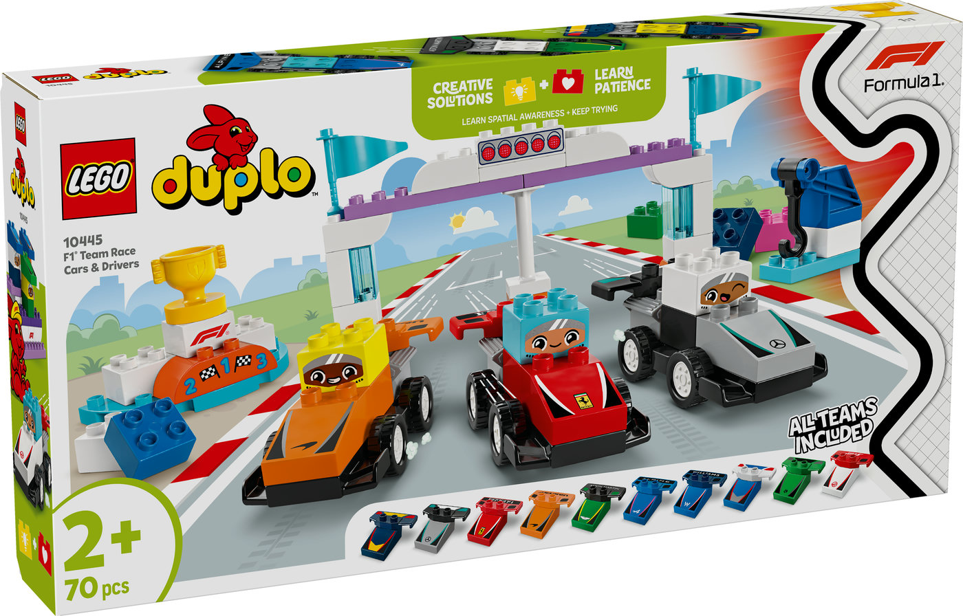 LEGO® DUPLO® Town F1® komandos lenktyniniai automobiliai ir vairuotojai Konstravimo žaislas visai šeimai 10445