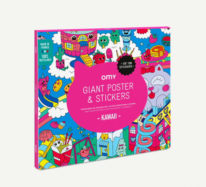 OMY plakatas su lipdukais Giant poster + 100 stickers - KAWAII