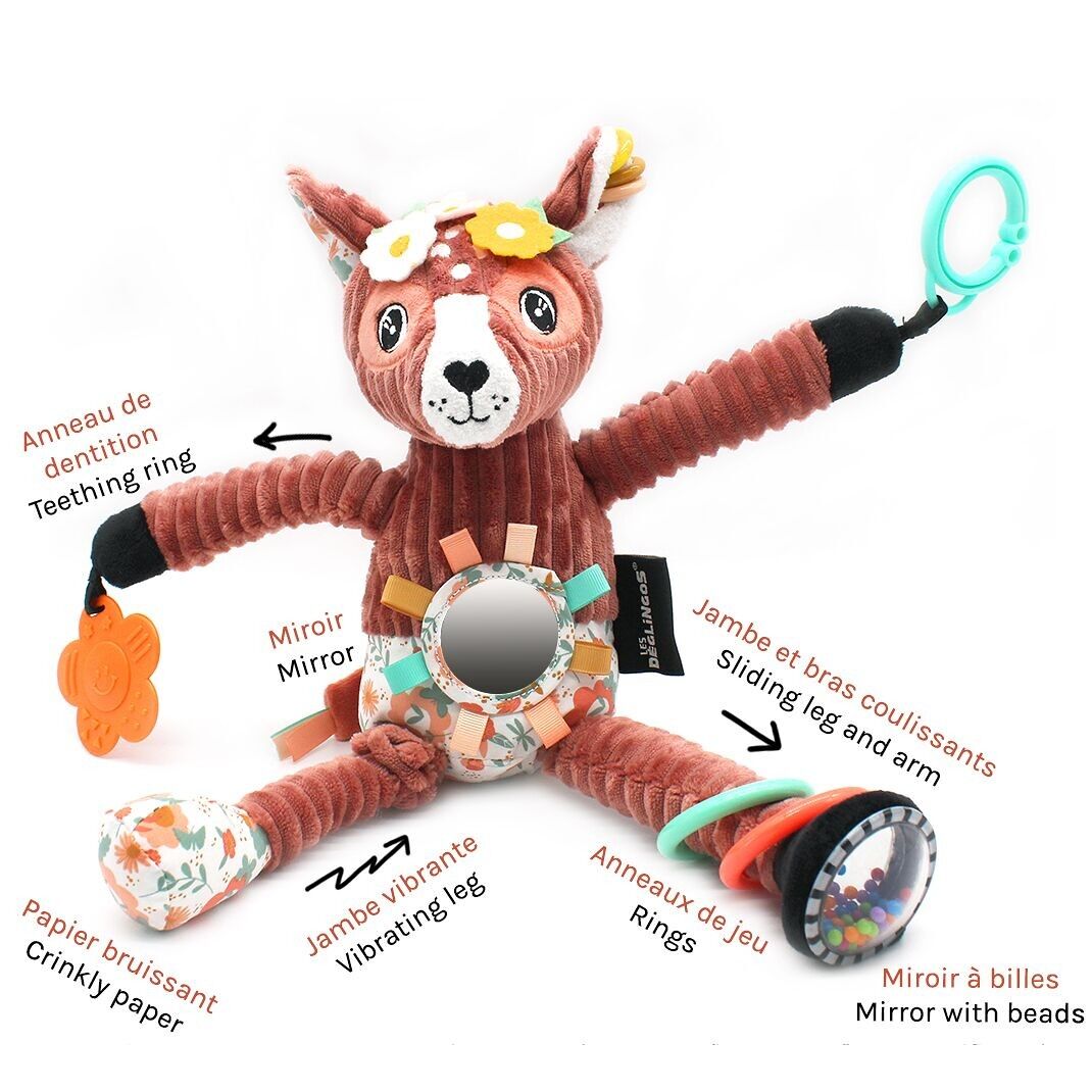 Les Déglingos vibruojantis  veiklos žaislas - Melimelos the deer nomadic activity plush