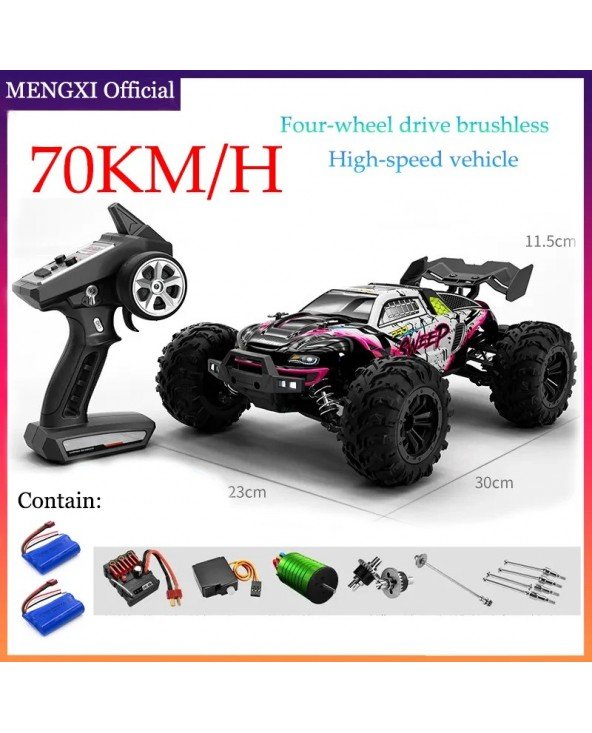 Rc Car Off Road 4x4 didelio greičio 75 km/h nuotolinio valdymo automobilis su LED priekiniais žibintais be šepetėlių 4WD 1/16