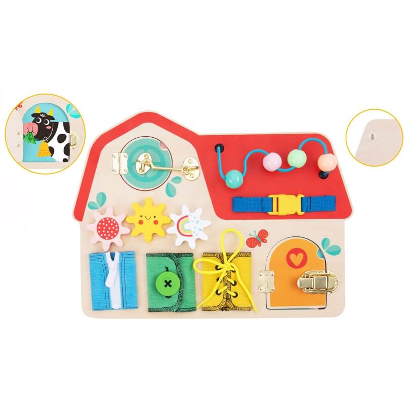 TOOKY TOY Medinė Montessori Veiklos Lenta Namelis
