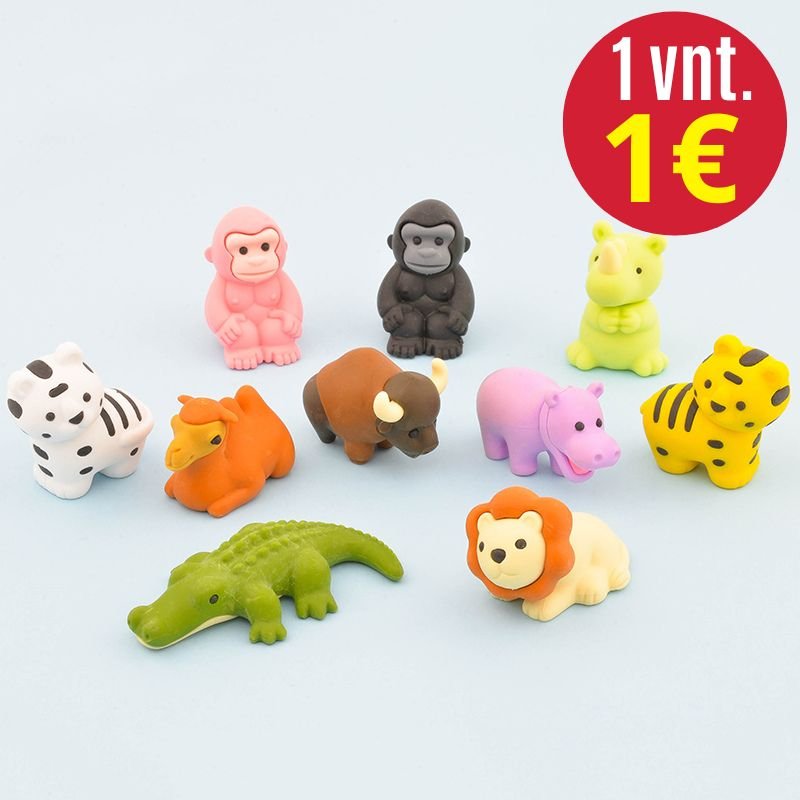 10 vnt. IWAKO figūrėlių - trintukų "Safari"