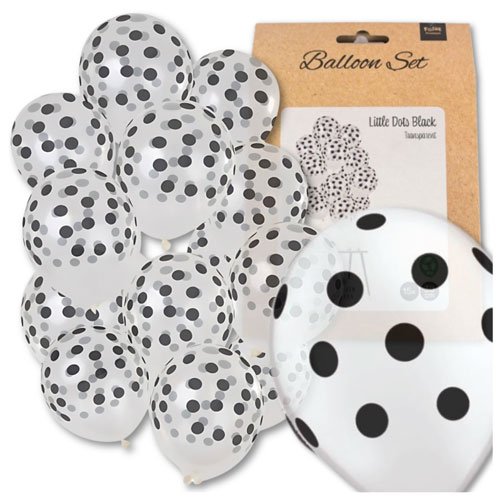 Balionų rinkinys FOLAT PREMIUM LITTLE DOTS BLACK TRANSPARENT, 30 cm, 15 vnt.