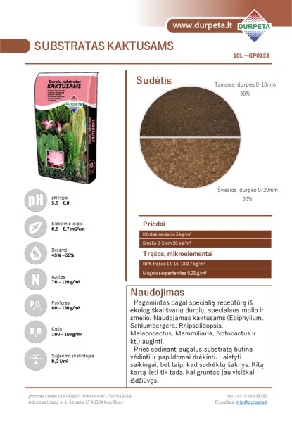 Substratas kaktusams 10l GP0133