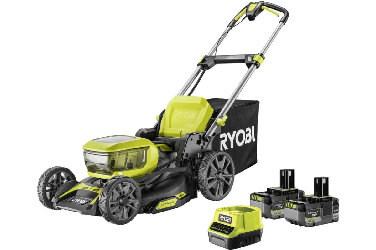 Akumuliatorinė vejapjovė RYOBI ONE+ RY18LMX46A-250, 18 V, 2 x 5,0 Ah, 46 cm, 55 l