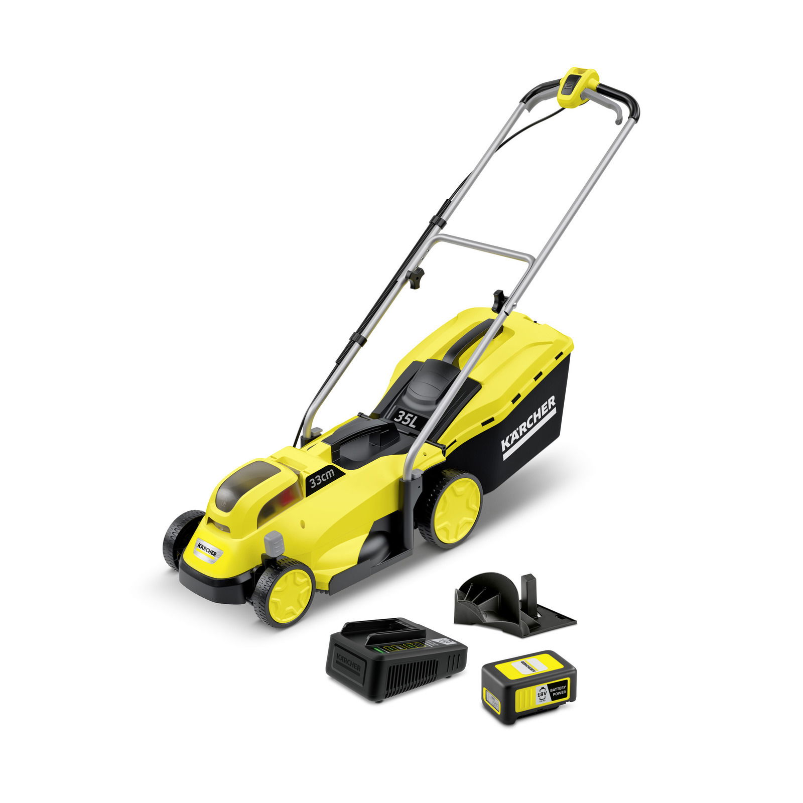 Akumuliatorinė vejapjovė KARCHER LMO 18-33 Battery Set, 18 V, 5,0 Ah, 33 cm, 35 l