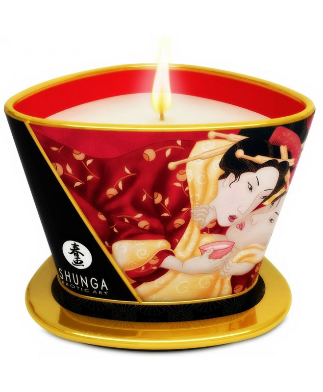 SHUNGA MINI CARESS BY CANDELIGHT STRAWBERRIES AND CAVA MASSAGE CANDLE 170 ML