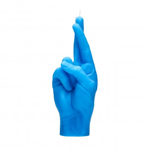 CandleHand Crossed Fingers Candle Žvakė, Blue