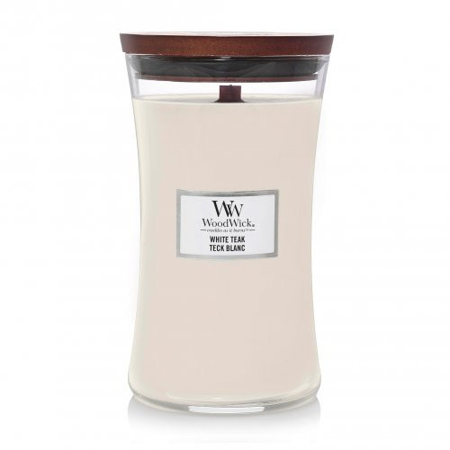 WoodWick White Teak Candle Žvakė, Large Hourglass