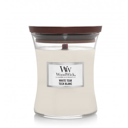 WoodWick White Teak Candle Žvakė, Medium
