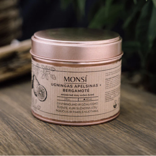 Monsi Aromatic Candle Fiery Orange With Bergamot Aromatinė žvakė ugningas apelsinas su bergamote, 100ml