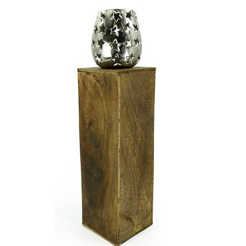 Žvakidė su mango medžio pakyla NOOR LIVING, 15x15x69 cm