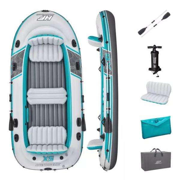 Pripučiama valtis 5-vietė kietu dugnu Bestway Adventure Elite X5 Raft, 364x166x45 cm, 65159