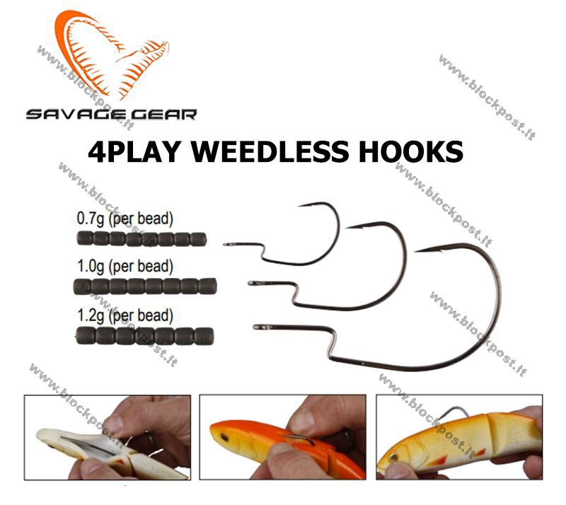 Ofsetiniai Savage Gear 4Play Weedless kabliukai S dydžio 1/0